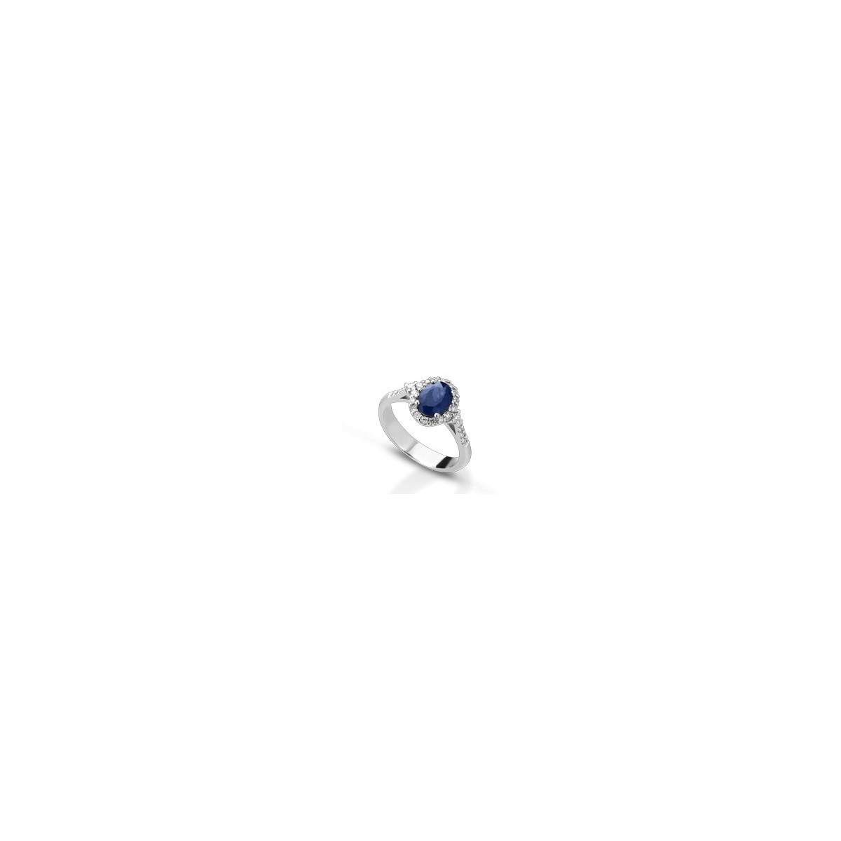 ANELLO FANTASIA IN ORO BIANCO 18 K CON ZAFFIRO E DIAMANTI NATURALI