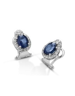 ORECCHINI FANTASIA IN ORO BIANCO 18 K CON ZAFFIRI E DIAMANTI NATURALI E VVS
