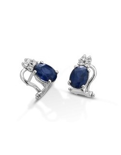 ORECCHINI FANTASIA IN ORO BIANCO 18 K CON ZAFFIRI E DIAMANTI NATURALI E VVS