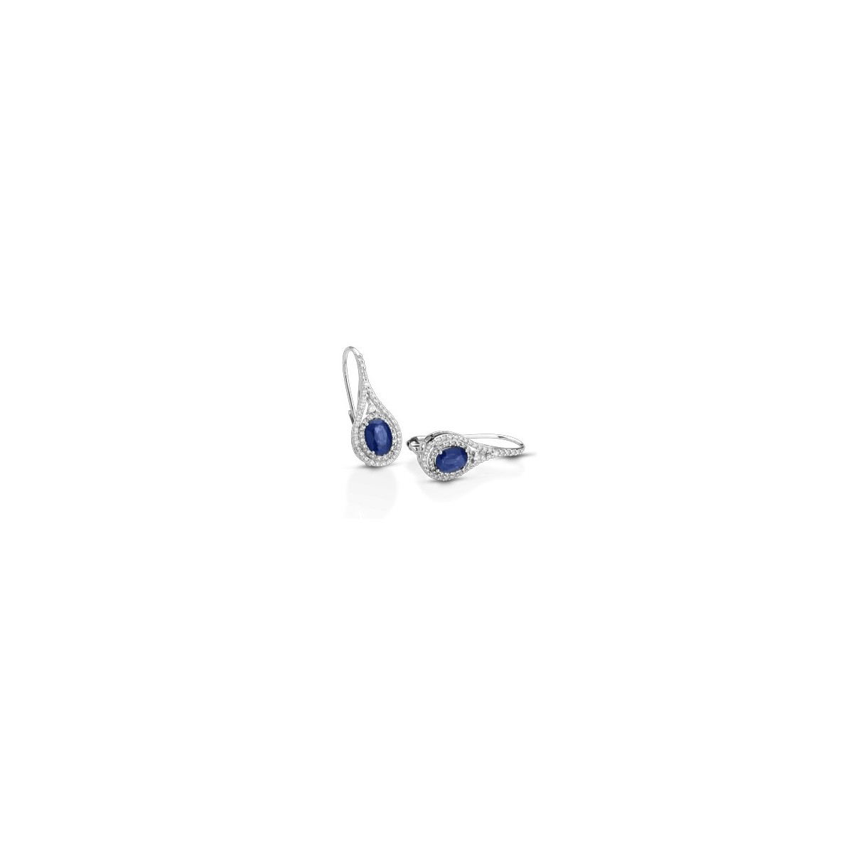 ORECCHINI FANTASIA IN ORO BIANCO 18 K CON ZAFFIRI E DIAMANTI NATURALI E VVS