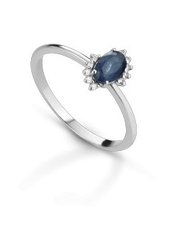 ANELLO FANTASIA IN ORO BIANCO 18 K CON ZAFFIRO E DIAMANTI NATURALI