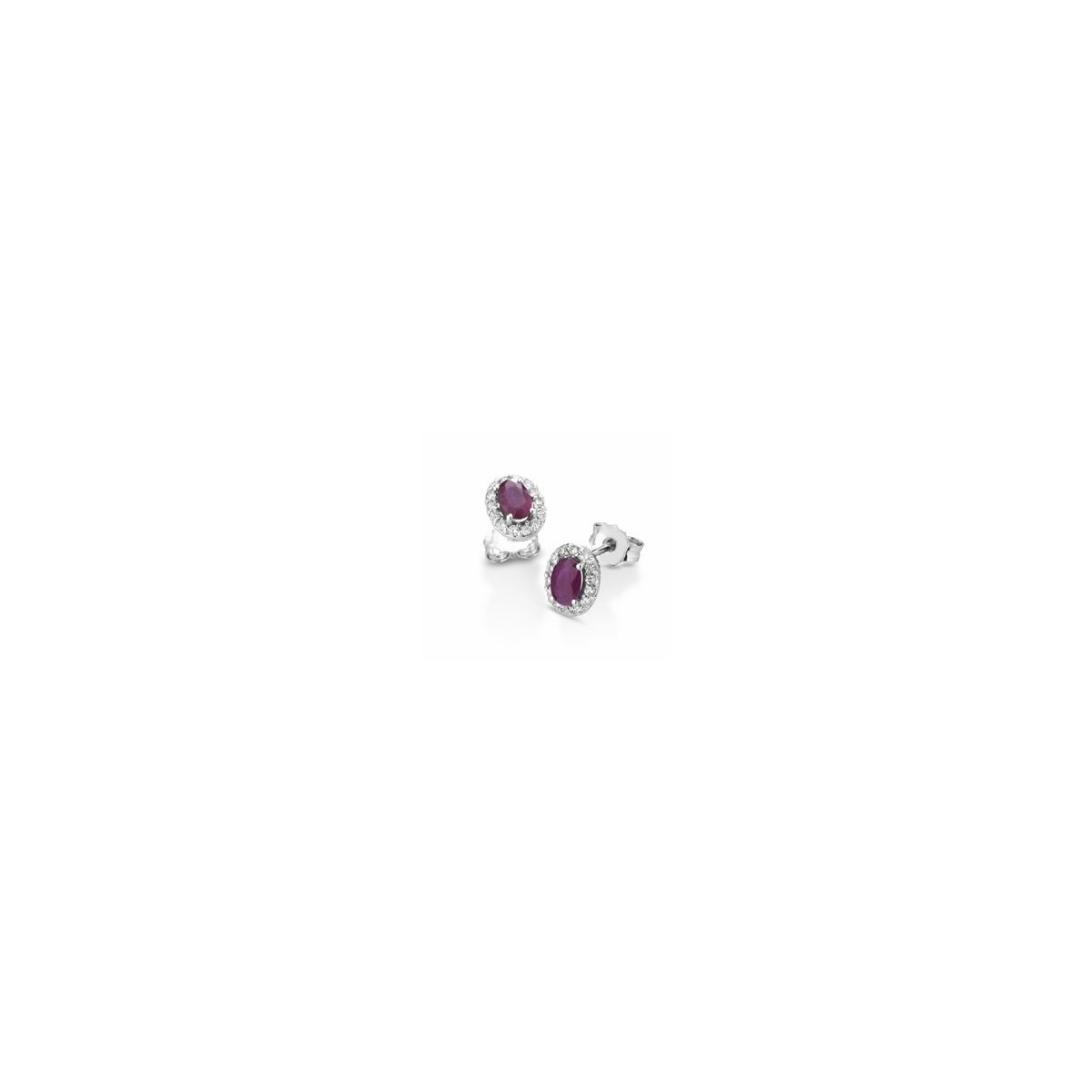 ORECCHINI FANTASIA IN ORO BIANCO 18 K CON RUBINI E DIAMANTI NATURALI E VVS
