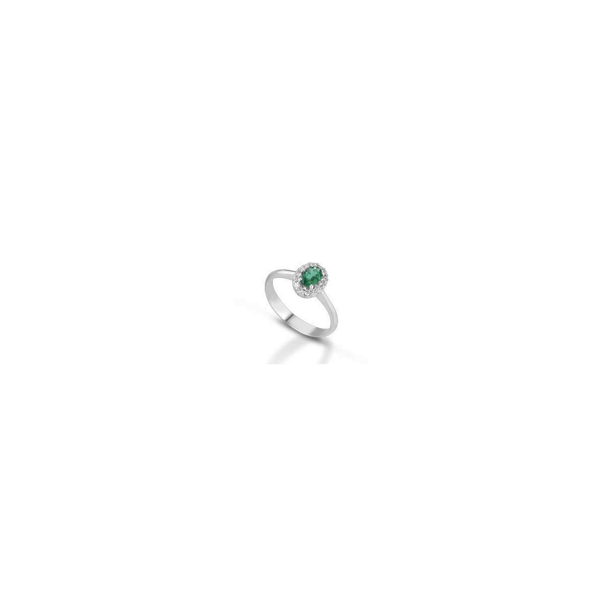 ANELLO FANTASIA IN ORO BIANCO 18 K CON SMERALDO E DIAMANTI NATURALI