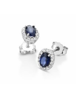 ORECCHINI FANTASIA IN ORO BIANCO 18 K CON ZAFFIRI E DIAMANTI NATURALI E VVS