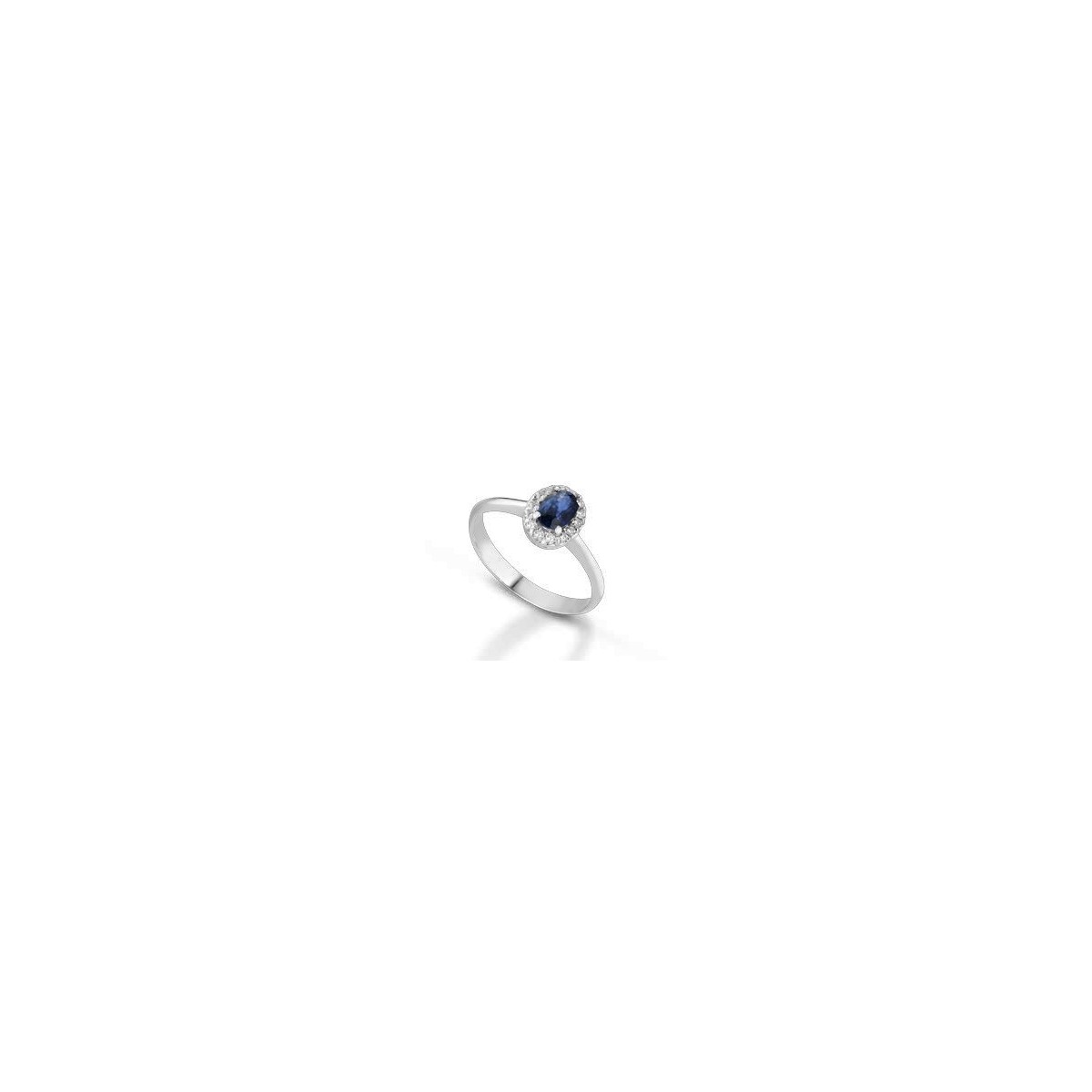 ANELLO FANTASIA IN ORO BIANCO 18 K CON ZAFFIRO E DIAMANTI NATURALI