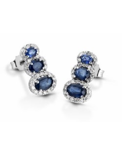 ORECCHINI FANTASIA IN ORO BIANCO 18 K CON ZAFFIRI E DIAMANTI NATURALI E VVS