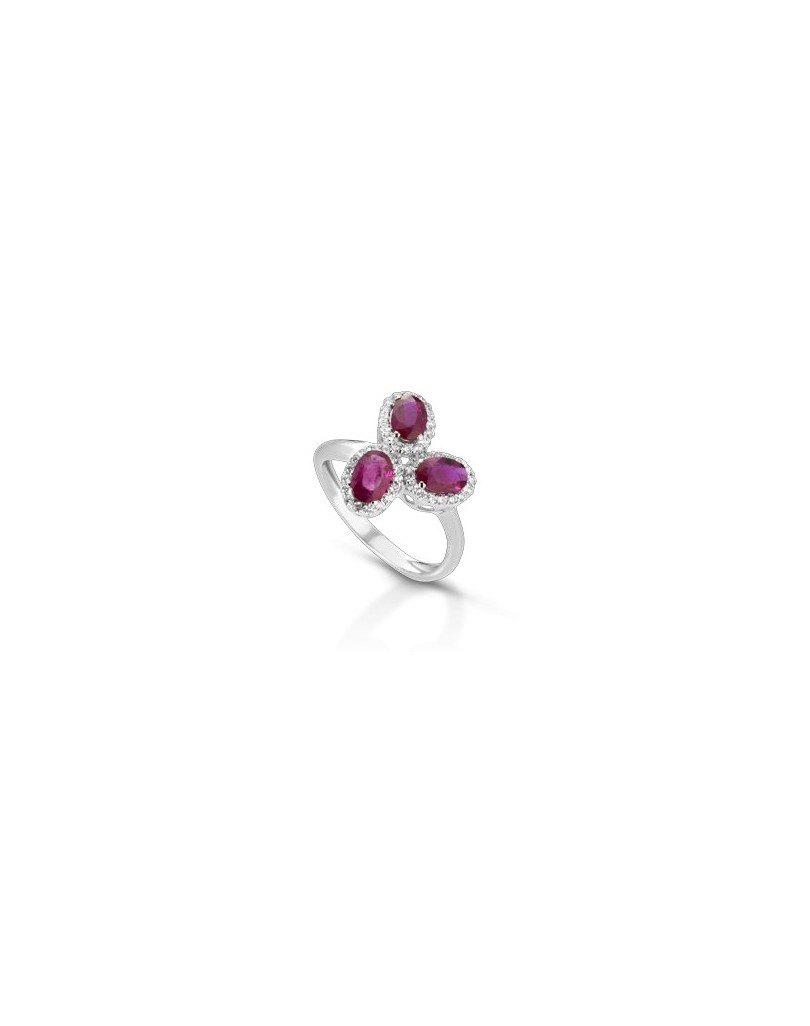 ANELLO FANTASIA IN ORO BIANCO 18 K CON ACQUA MARINA E DIAMANTI NATURALI
