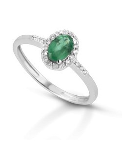 ANELLO FANTASIA IN ORO BIANCO 18 K CON SMERALDO E DIAMANTI NATURALI