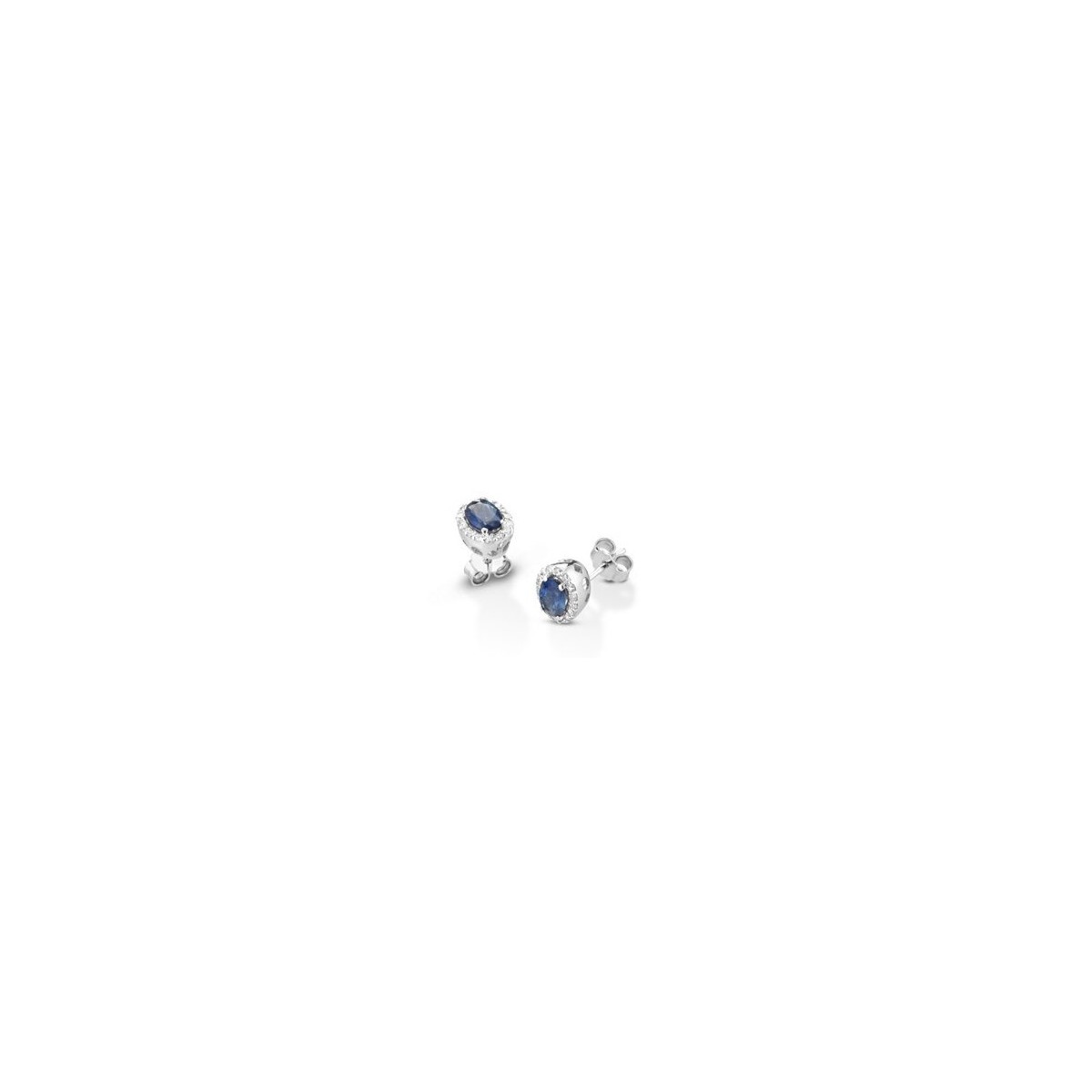 ORECCHINI FANTASIA IN ORO BIANCO 18 K CON ZAFFIRI E DIAMANTI NATURALI E VVS
