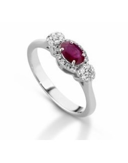 ANELLO FANTASIA IN ORO BIANCO 18 K CON ACQUA MARINA E DIAMANTI NATURALI