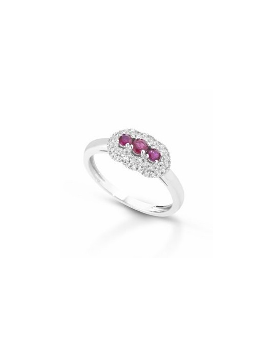 ANELLO FANTASIA IN ORO BIANCO 18 K CON ACQUA MARINA E DIAMANTI NATURALI