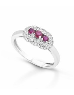 ANELLO FANTASIA IN ORO BIANCO 18 K CON ACQUA MARINA E DIAMANTI NATURALI