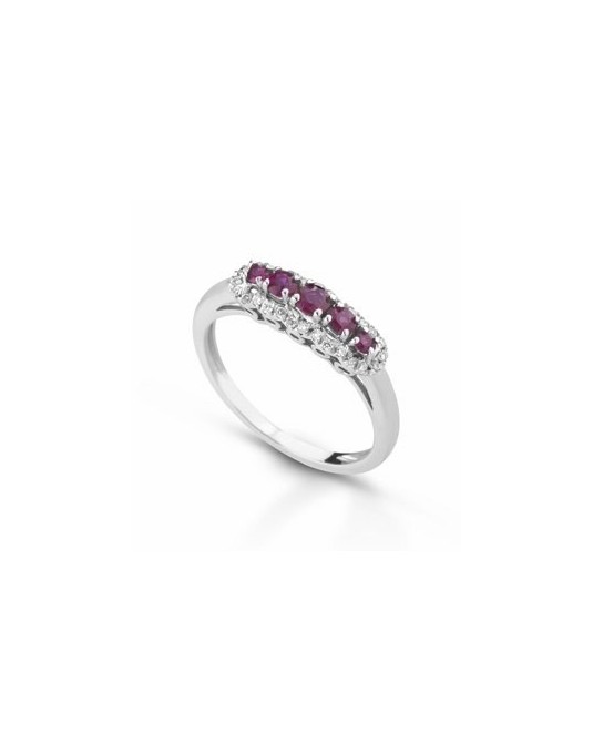 ANELLO FANTASIA IN ORO BIANCO 18 K CON ACQUA MARINA E DIAMANTI NATURALI