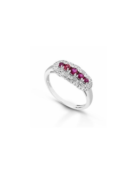 ANELLO FANTASIA IN ORO BIANCO 18 K CON ACQUA MARINA E DIAMANTI NATURALI