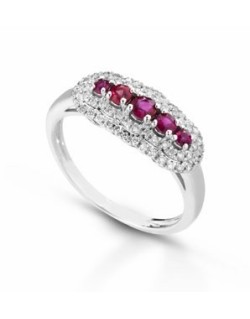 ANELLO FANTASIA IN ORO BIANCO 18 K CON ACQUA MARINA E DIAMANTI NATURALI