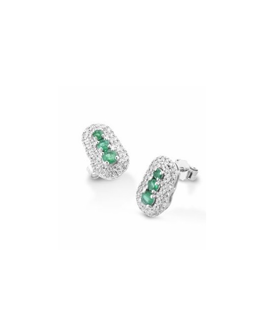 ORECCHINI FANTASIA IN ORO BIANCO 18 K CON RUBINI E DIAMANTI NATURALI E VVS
