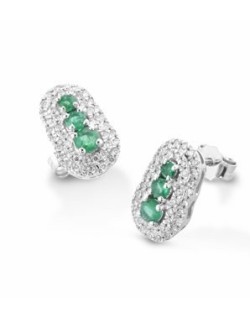 ORECCHINI FANTASIA IN ORO BIANCO 18 K CON RUBINI E DIAMANTI NATURALI E VVS