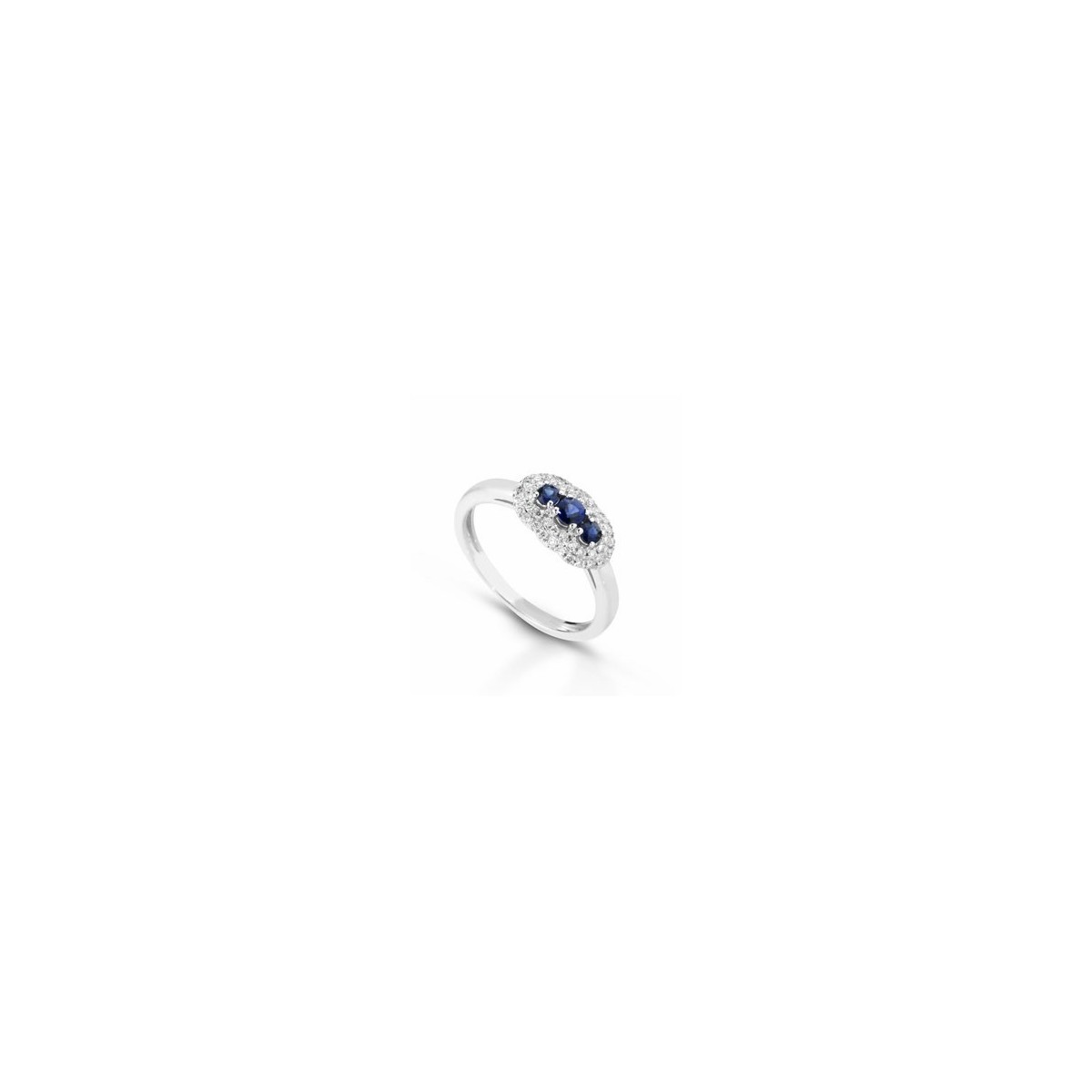 ANELLO FANTASIA IN ORO BIANCO 18 K CON ZAFFIRO E DIAMANTI NATURALI
