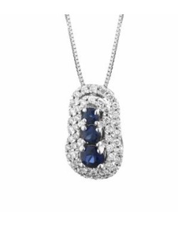 CIONDOLO FANTASIA IN ORO BIANCO 18 K CON RUBINO E DIAMANTI NATURALI E VVS