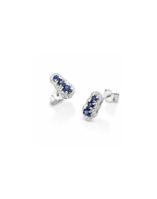 ORECCHINI FANTASIA IN ORO BIANCO 18 K CON ZAFFIRI E DIAMANTI NATURALI E VVS