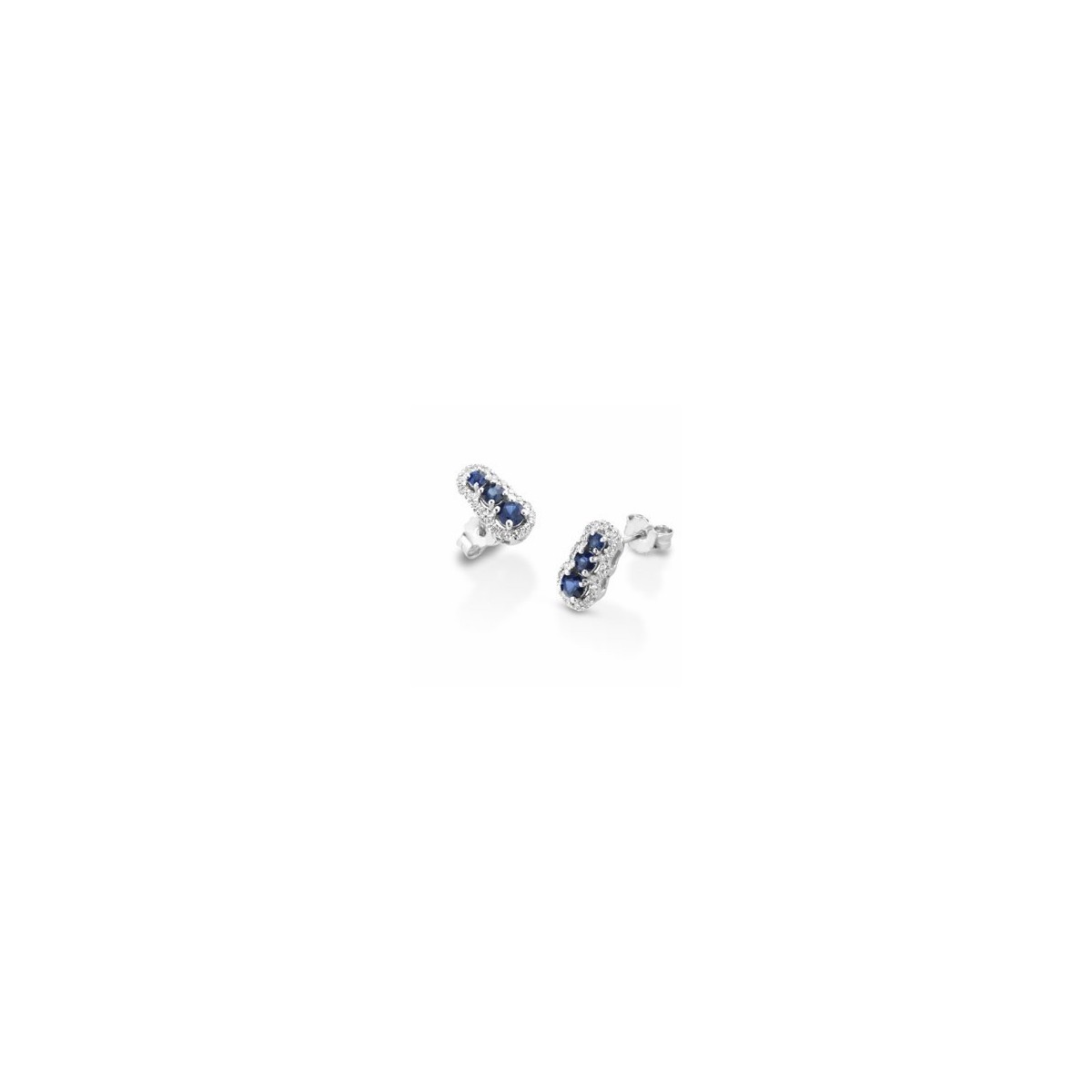 ORECCHINI FANTASIA IN ORO BIANCO 18 K CON ZAFFIRI E DIAMANTI NATURALI E VVS