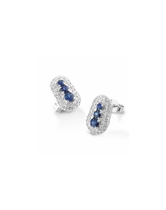 ORECCHINI FANTASIA IN ORO BIANCO 18 K CON ZAFFIRI E DIAMANTI NATURALI E VVS