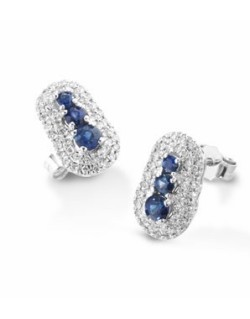 ORECCHINI FANTASIA IN ORO BIANCO 18 K CON ZAFFIRI E DIAMANTI NATURALI E VVS