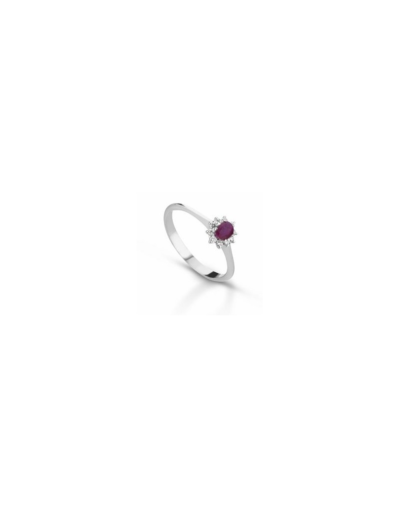 ANELLO FANTASIA IN ORO BIANCO 18 K CON ACQUA MARINA E DIAMANTI NATURALI