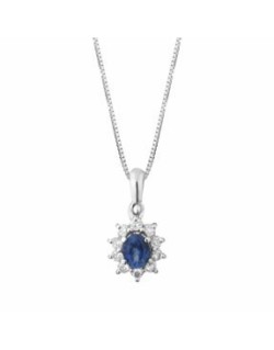 CIONDOLO FANTASIA IN ORO BIANCO 18 K CON RUBINO E DIAMANTI NATURALI E VVS