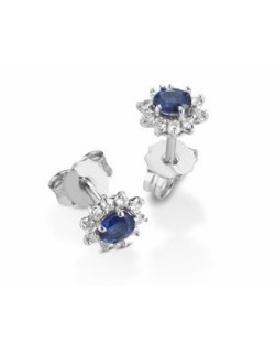 ORECCHINI FANTASIA IN ORO BIANCO 18 K CON ZAFFIRI E DIAMANTI NATURALI E VVS