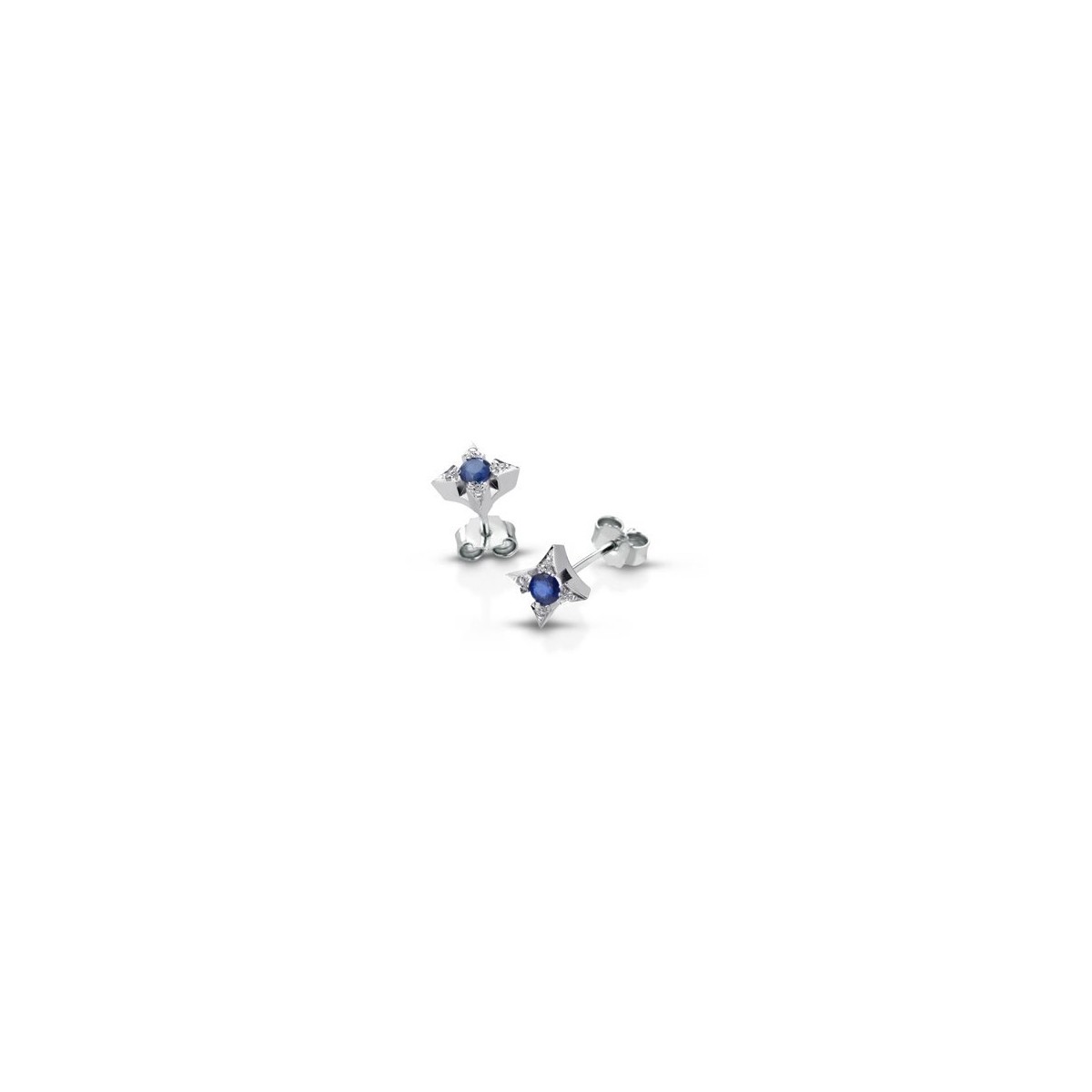 ORECCHINI FANTASIA IN ORO BIANCO 18 K CON ZAFFIRI E DIAMANTI NATURALI E VVS