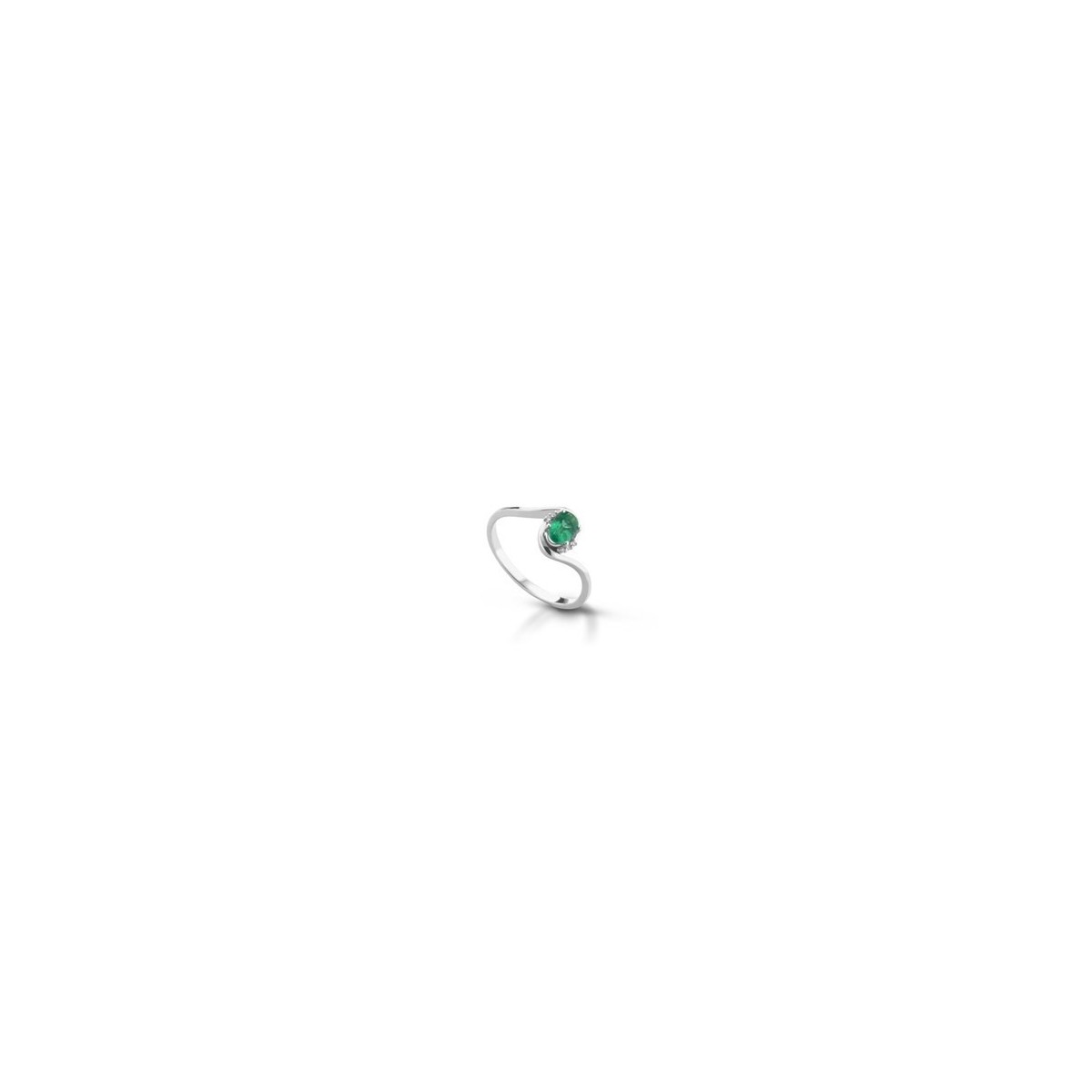 ANELLO FANTASIA IN ORO BIANCO 18 K CON SMERALDO E DIAMANTI NATURALI