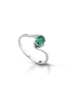 ANELLO FANTASIA IN ORO BIANCO 18 K CON SMERALDO E DIAMANTI NATURALI