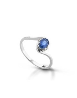 ANELLO FANTASIA IN ORO BIANCO 18 K CON ZAFFIRO E DIAMANTI NATURALI