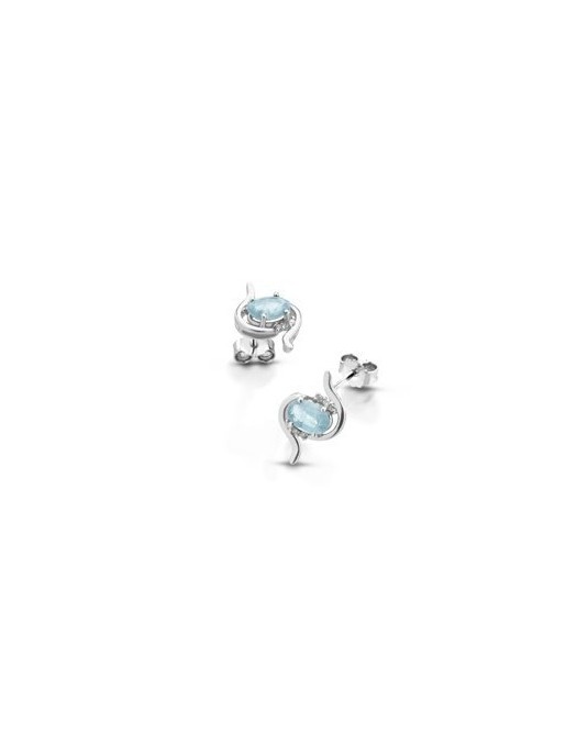 ORECCHINI FANTASIA IN ORO BIANCO 18 K CON ACQUA MARINA E DIAMANTI NATURALI E VVS