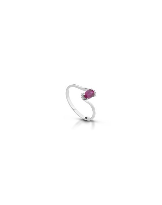 ANELLO FANTASIA IN ORO BIANCO 18 K CON ACQUA MARINA E DIAMANTI NATURALI
