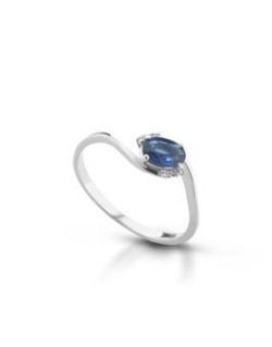 ANELLO FANTASIA IN ORO BIANCO 18 K CON ZAFFIRO E DIAMANTI NATURALI