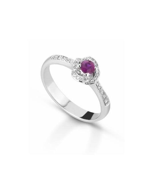 ANELLO FANTASIA IN ORO BIANCO 18 K CON ACQUA MARINA E DIAMANTI NATURALI