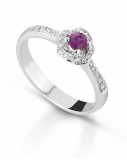 ANELLO FANTASIA IN ORO BIANCO 18 K CON ACQUA MARINA E DIAMANTI NATURALI