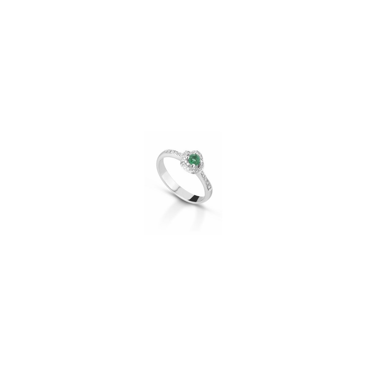 ANELLO FANTASIA IN ORO BIANCO 18 K CON SMERALDO E DIAMANTI NATURALI