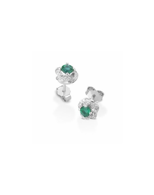 ORECCHINI FANTASIA IN ORO BIANCO 18 K CON RUBINI E DIAMANTI NATURALI E VVS