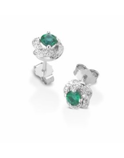 ORECCHINI FANTASIA IN ORO BIANCO 18 K CON RUBINI E DIAMANTI NATURALI E VVS