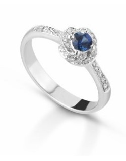 ANELLO FANTASIA IN ORO BIANCO 18 K CON ZAFFIRO E DIAMANTI NATURALI