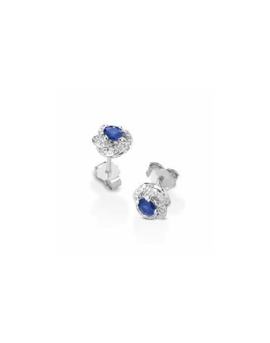 ORECCHINI FANTASIA IN ORO BIANCO 18 K CON ZAFFIRI E DIAMANTI NATURALI E VVS