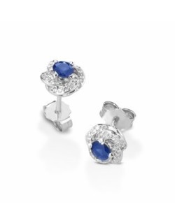 ORECCHINI FANTASIA IN ORO BIANCO 18 K CON ZAFFIRI E DIAMANTI NATURALI E VVS