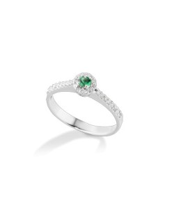 ANELLO FANTASIA IN ORO BIANCO 18 K CON SMERALDO E DIAMANTI NATURALI