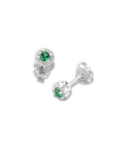 ORECCHINI FANTASIA IN ORO BIANCO 18 K CON RUBINI E DIAMANTI NATURALI E VVS
