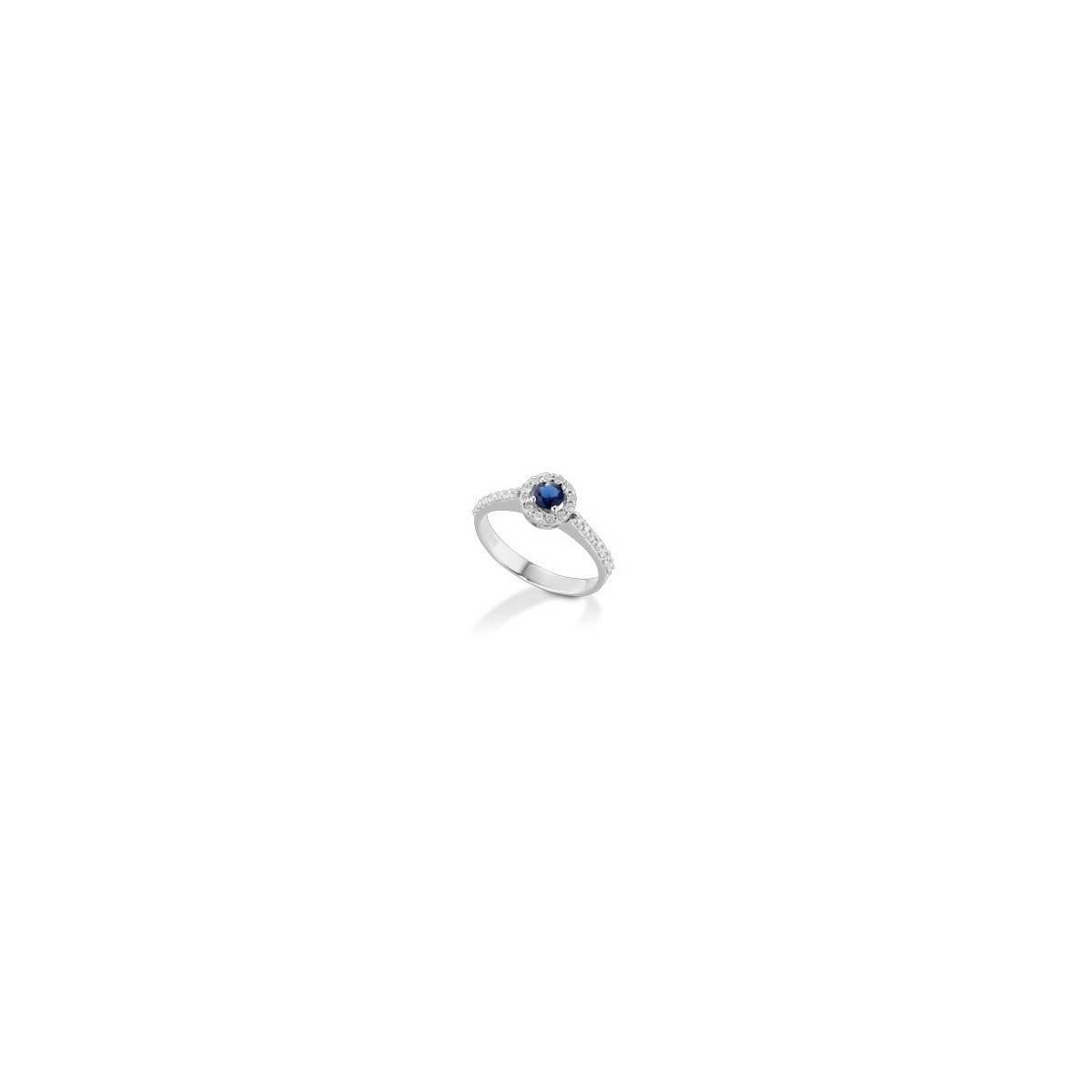 ANELLO FANTASIA IN ORO BIANCO 18 K CON ZAFFIRO E DIAMANTI NATURALI