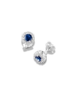 ORECCHINI FANTASIA IN ORO BIANCO 18 K CON ZAFFIRI E DIAMANTI NATURALI E VVS