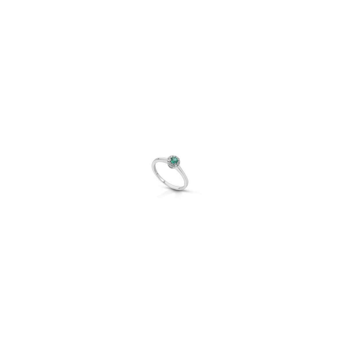 ANELLO FANTASIA IN ORO BIANCO 18 K CON SMERALDO E DIAMANTI NATURALI